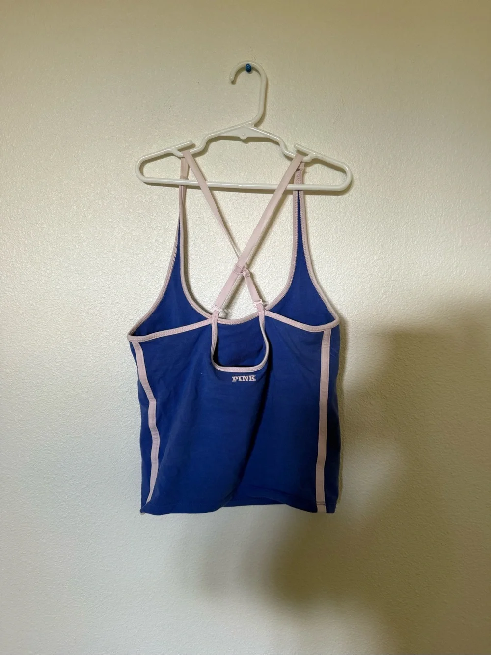 PINK Victoria's Secret Blue and Light Pink Strappy Tank & Shorts Set - Picture 5 of 6